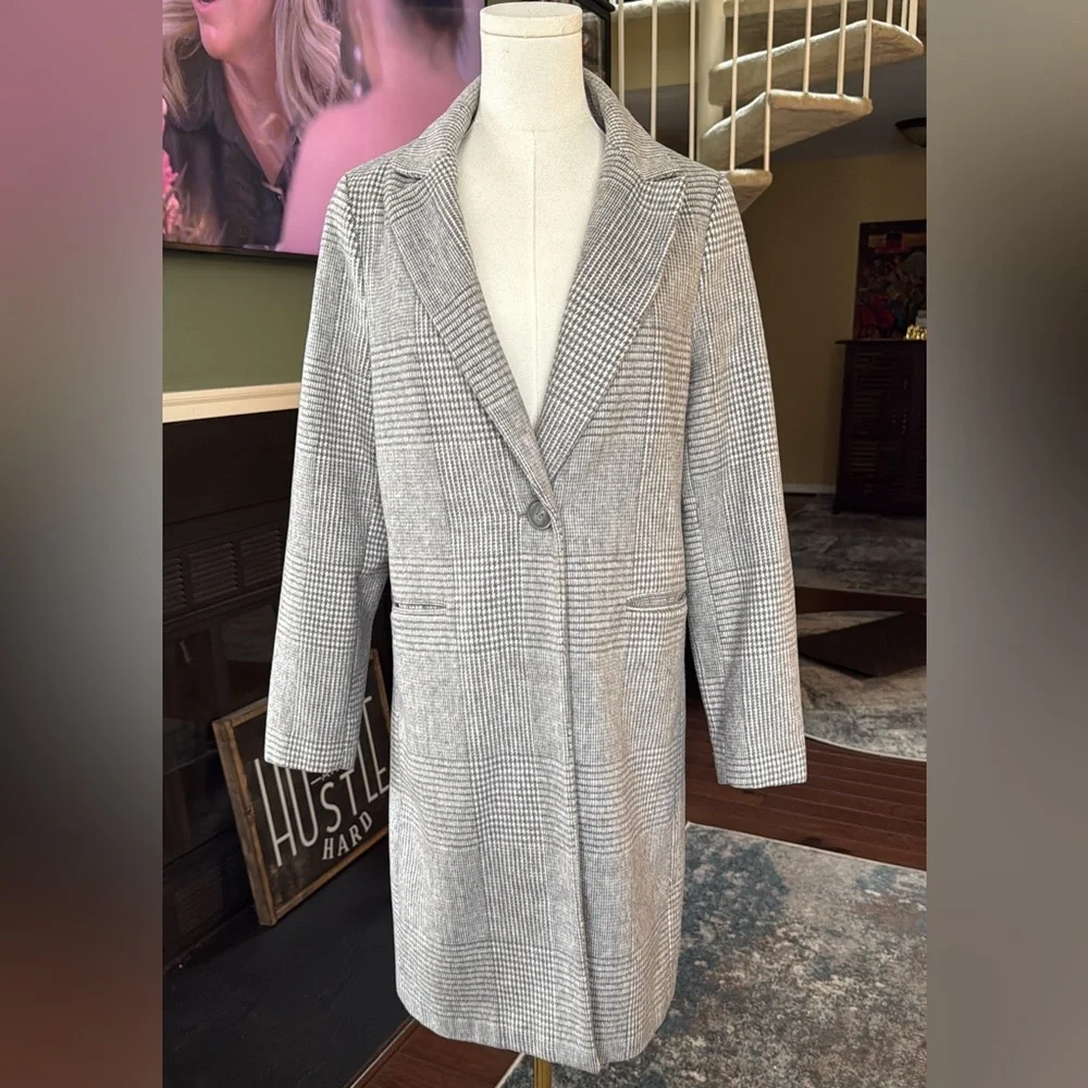 ASOS New Look Tailored Plaid Coat in Gray - Picture 3 of 7